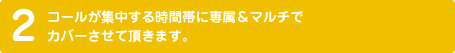 2.コールが集中する時間帯に専属＆マルチでカバーさせて頂きます。